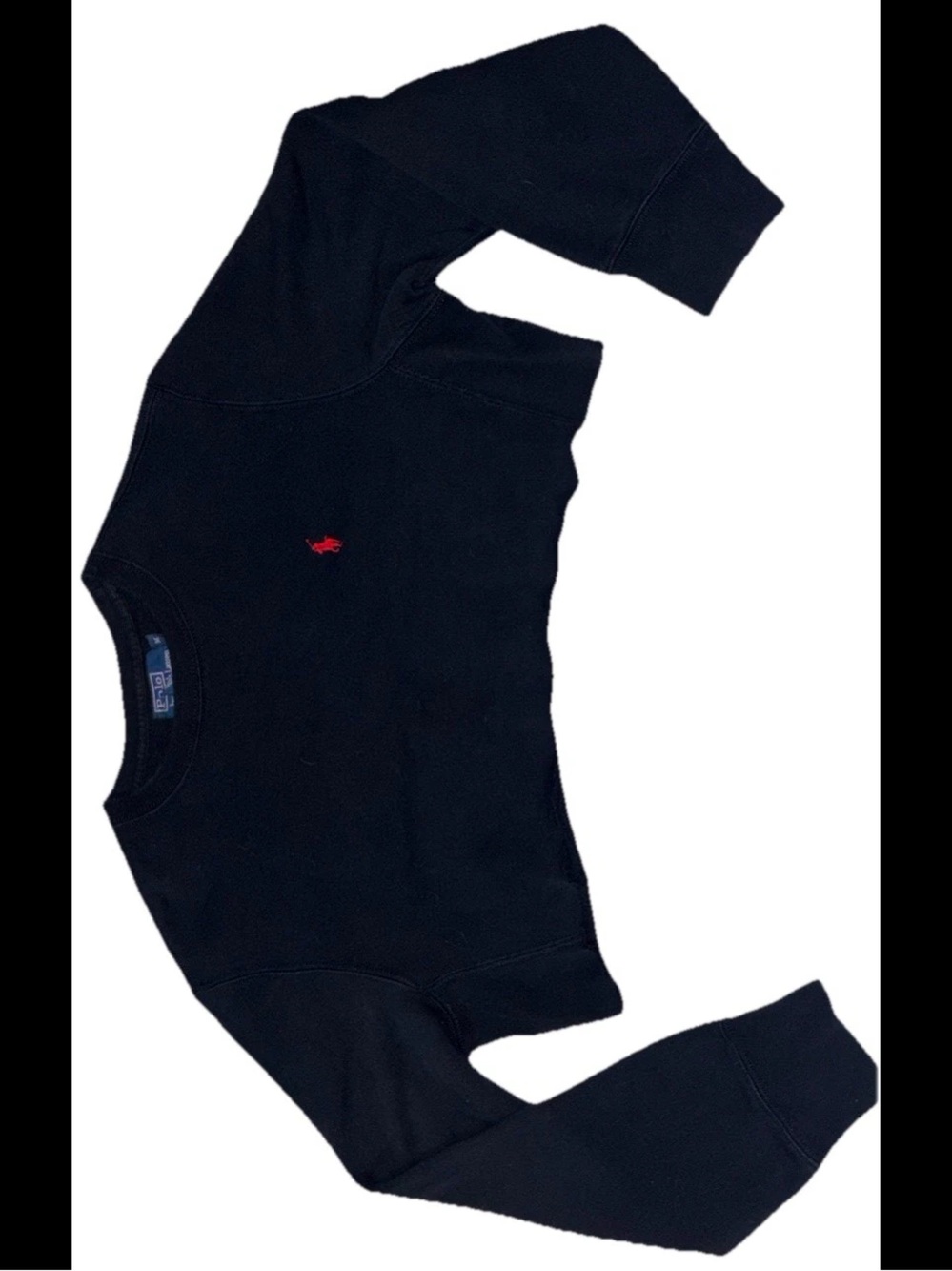 Polo Ralph Lauren Y2K Cropped Crewneck Raw Hem Oversize L/S Sweatshirt SZ.M
